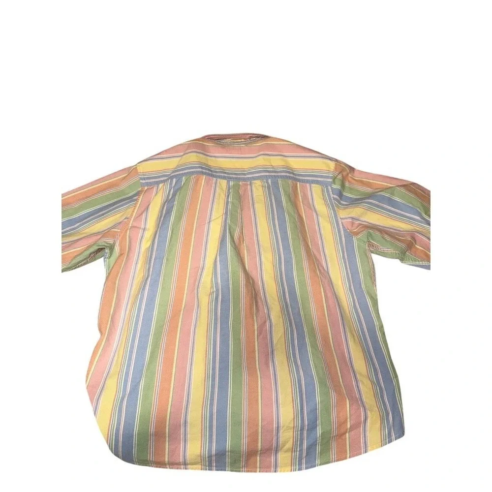L.L.Bean Button-Up Shirt Womens XL Pastel Multicolor Striped Collared cabincore